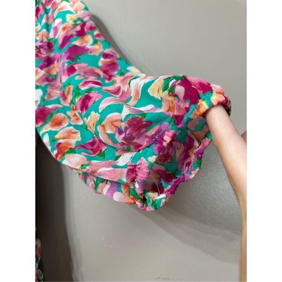 NWOT HELLO MOLLY Vivid Lights Ruched Floral Sweetheart Mini Dress Women's XS - Picture 5 of 14